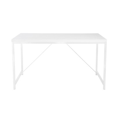 HomeRoots 47" White Wood and Stainless Steel Writing Desk