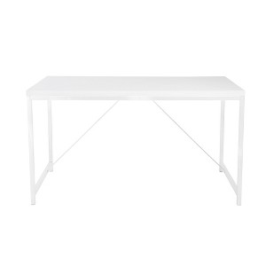 HomeRoots 47" White Wood and Stainless Steel Writing Desk - 1 of 4