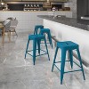 Emma and Oliver Commercial Grade 24"H Backless Distressed Metal Indoor-Outdoor Counter Stool - 2 of 4