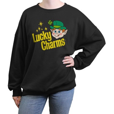 Junior's Lucky Charms The Leprechaun Bold Smiley Face Sweatshirt
