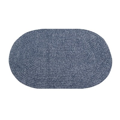 Luxurious Gray Braided Oval Synthetic Rug, Easy Care and Stain-Resistant