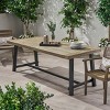 Modern 79'' W Outdoor Wooden Backyard Dining Table for 6,Rectangle Slat Tabletop with Metal Legs,6 Seater Garden Dining Table-Coolbibila - 2 of 4