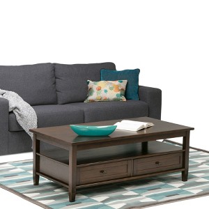 PAGED Vintage Style 2-Tier Wooden Coffee Table with Storage Shelf & Drawers,Mid-Century Cocktail Table Center Table for Living Room - 1 of 4