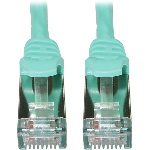 Tripp Lite Cat6a 10G Snagless Shielded Slim STP Ethernet Cable [RJ45 M/M], PoE, Aqua, 10 ft. (N262S10AQ) - 1 of 4