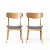 Coolbibila Modern Wooden Kitchen Dining Chairs Set of 2,Armless Fabric Upholstered Dining Room Chairs With Curved Back Wood Dining Chair - 3 of 4