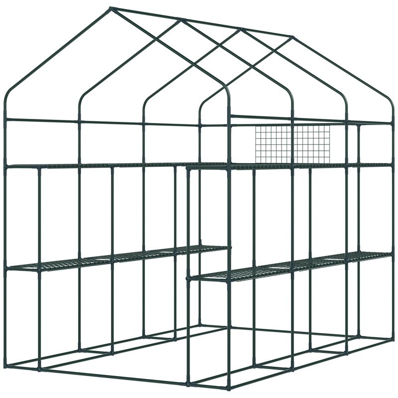 Outsunny Walk-in Greenhouse, 2-Tier Shelf Hot House, Roll Up Zipper Door, UV protective for Flowers, Herbs, Vegetables, 5 of 7