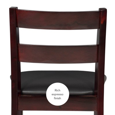 Torino 31" Ladder Back Merlot Wood & Brown Faux Leather Barstool