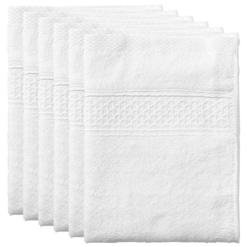 Unique Bargains Cotton Thick and Absorbent Kitchen Towels 13 X 13 Inches 6  Pcs White