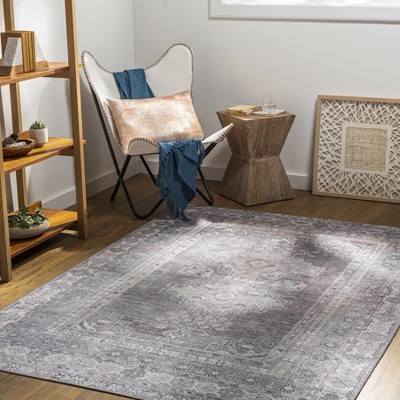 Hauteloom Gray and Cream Washable Chenille Area Rug