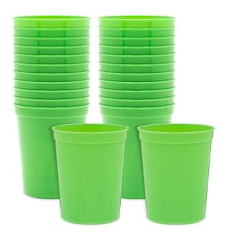 Blue Panda 24 Pack Reusable Plastic Stadium Cups for Birthday Party, Baby Shower & Graduation, Green, 16 Oz