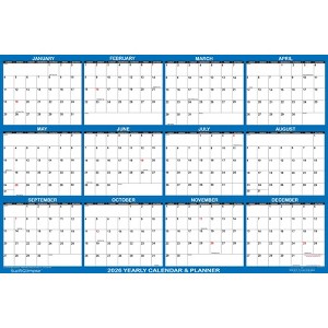 SwiftGlimpse 48"x72" 2026 Wall Calendar Navy Blue - 1 of 4