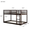 NicBex Twin/Twin Rubber Wood Bunk Bed with Safety Guardrails&Ladder,Grounded-Level Bunk Bed for Kids,Upper&Bottom Bed Platforms,400lbs Max - 3 of 4