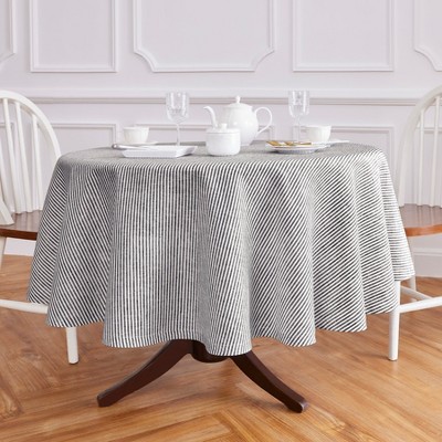 Solino Home Striped Linen Round Tablecloth | Narrow Stripe