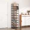 Aoibox 10-Tier Narrow Shoe Rack for 20-25 Pairs, Sturdy Boot Organizer with Hooks, Space-Saving for Entryway & Closet, Black - 2 of 4