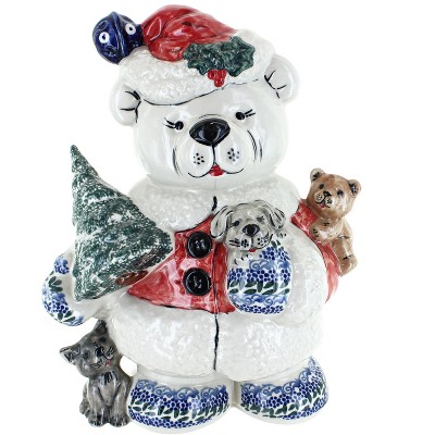 Blue Rose Polish Pottery Sasha Christmas Teddy Bear