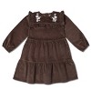 Organic Embroidered Corduroy Dress - Dark Brown - 2 of 3