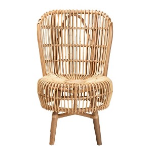 bali & pari Nagoya Natural Rattan Tall Lounge Chair Natural Brown: Armless, Spot Clean, No Assembly Required - 1 of 4