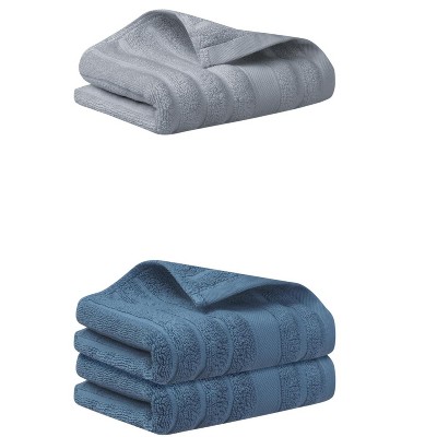 REGALWOVEN 3 Pack Solid Striped Cotton Hand Towels for Bathroom, Kitchen, Gym 14" x 30"