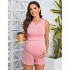 Maternity Women's Summer 2 Piece Outfits Shorts Sets Sleeveless Round Neck Crop Top Tank and High Waisted Shorts - 2 of 4
