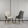 POVISON Modern Upholstered High Back Dining Chairs Set of 2, Curved Back Armchairs, Gray - 3 of 4
