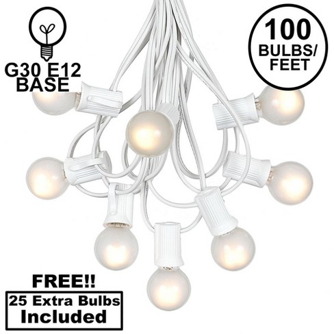 Novelty Lights 100 Feet Frosted White G30 Globe Outdoor Patio String Lights,  White Wire : Target