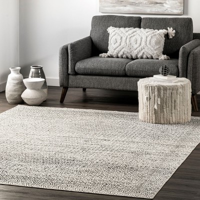 Sleek Gray Abstract Rectangular Easy-Care Rug