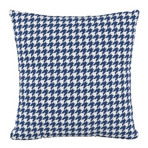 Polyester Square Pillow In Chunky Houndstooth Navy - Skyline Furniture, Blue