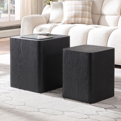 Nesting Side Table End Table Set of 2,Modern Drum Side Table for Small Space,Living Room Accent End Side,Office,Bedroom-Cuddlewood