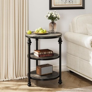 Acekool 3-Tier Round End Table with Steel Frame, Multi-Level Nightstand for Bedroom & Living Room - 1 of 4