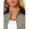 INSPIRE CHIC Women's Elegant Plaid Tweed Work Office Outwear Short Blazer - 4 of 4