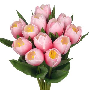 Unique Bargains Decoration Wedding Home Tulip Artificial Flowers 14.9" 12 Pcs - 1 of 4
