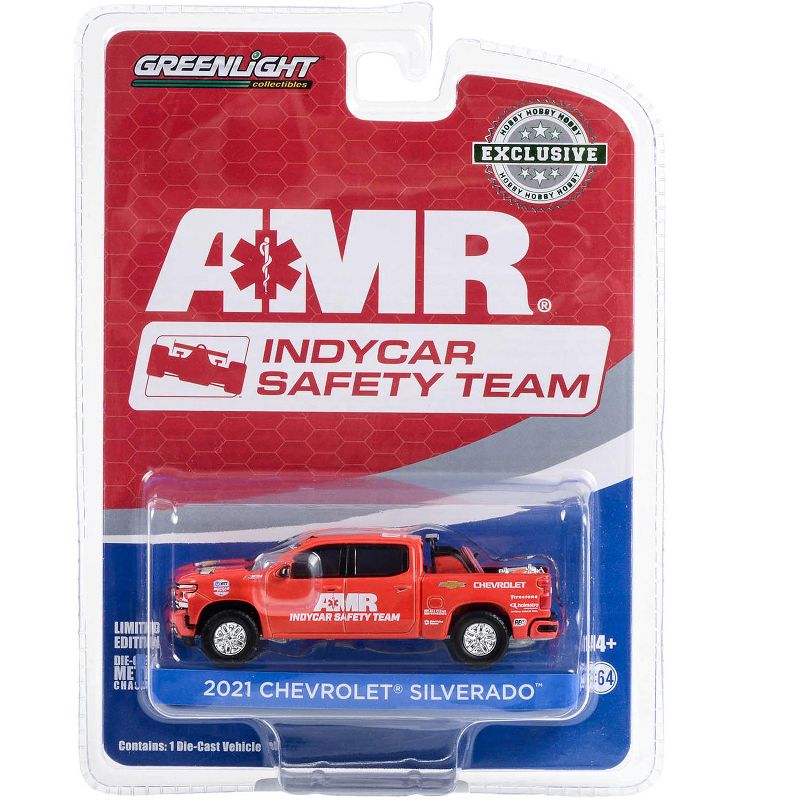 2021 Chevrolet Silverado Truck Red "2021 NTT Series AMR IndyCar Safety Team" w/Equipment 1/64 Diecast Model by Greenlight, 3 of 4