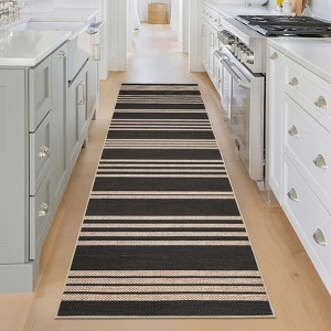 Modern Easy Jute Rug Machine Washable Striped Print Indoor Outdoor Carpet - 1 of 4