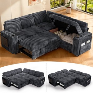 Vipbear Sleeper Sofa Bed,Convertible Sectional Sofa Couches for Living Room,Pull Out Couch Bed with Reversible Storage Chaise| Large Arm Storage - 1 of 4