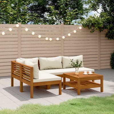 vidaXL Garden Lounge Set Cream Cushions Solid Acacia Wood with an Oil Finish