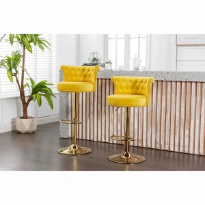 NicBex Swivel Bar Stools Set of 2,Adjustable Height Counter Stools 24"-32", Velvet Upholstered Barstools with Footrest,Stool Chair for Bar&Cafe - 1 of 4