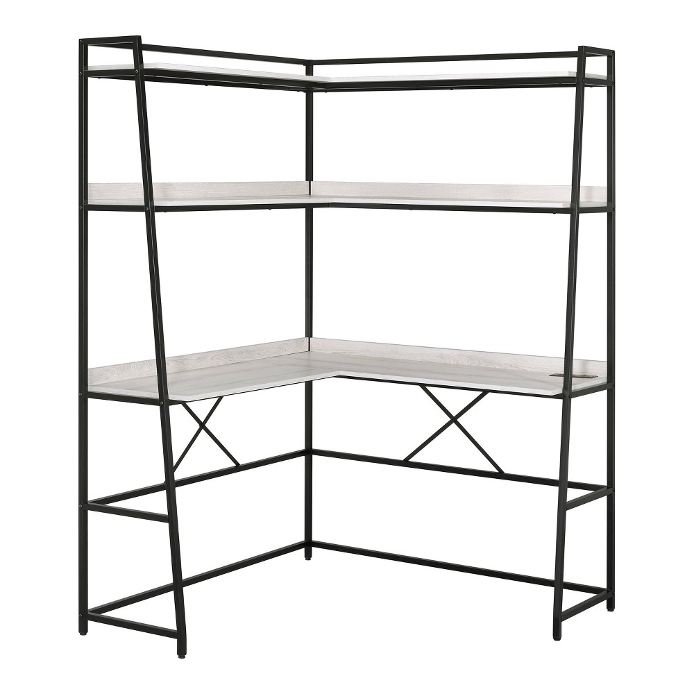 Photos - Office Desk Clydebank Corner Desk with Bookcase and USB Plug Oak/Black - HOMES: Inside + Out: Industrial Office Furniture, Steel Frame