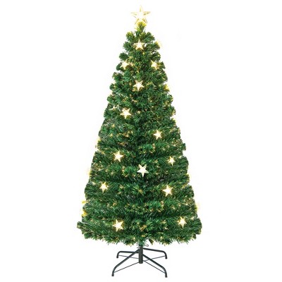 Costway 4/5/6/7 FT Pre-Lit Artificial Xmas Tree with 135/180/230/280 Branch Tips &15/21/30/40 Warm White Star Lights