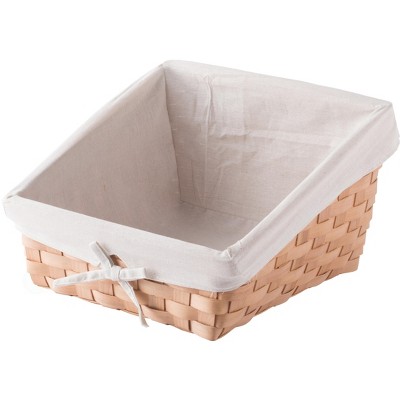 Vintiquewise Wooden Angled Display Basket with Fabric Liner for Storage and Display