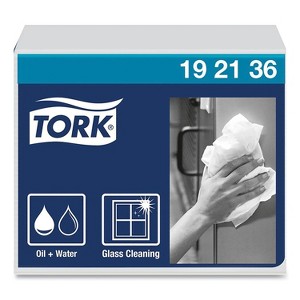 Tork Heavy-Duty Paper Wiper 1/4 Fold, 1-Ply, 12.5 x 13, White, 56/Pack, 16 Packs/Carton - 1 of 4
