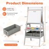 Costway 3-in-1 Art Easel for Kids with Magnetic Chalkboard & Whiteboard Paper Roll Gray/White/Pink/Green - 3 of 4