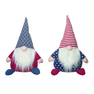 Transpac Plush Americana Gnome Sitter Set of 2 Patriotic Home Decorations