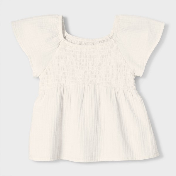 Blusa tejida de manga corta con cuerpo fruncido para niña - Cat & Jack™ 2