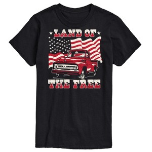 Men's - Instant Message - Land Of The Free Truck And Flag Short Sleeve Graphic T-Shirt - 1 of 4