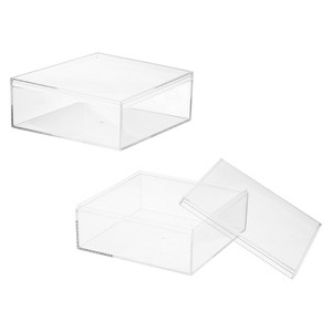 Unique Bargains Acrylic Cube Storage Collectible Display Boxes 2 Pcs Clear - 1 of 4
