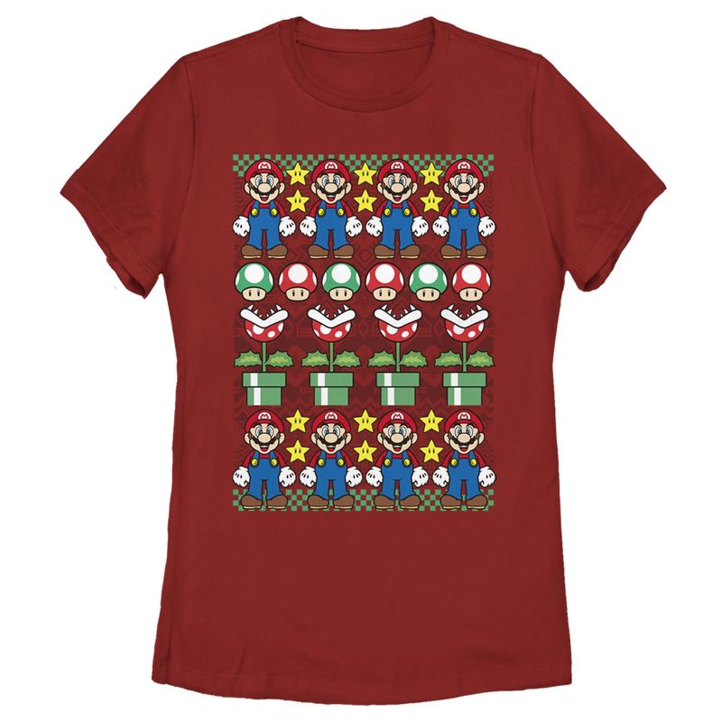 Women's Nintendo Ugly Christmas Mario T-Shirt, 1 of 4