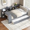 Whisen Wood Platform Bed with Storage Shelves, Drawers, Charging Station and Upholstered Headboard - 2 of 4