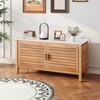 Tangkula 2-Door Patio Storage Cabinet w/ Faux Marble Top Wooden Sideboard for Deck - 2 of 4