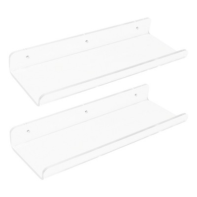 Unique Bargains Clear Acrylic Floating Display Wall Shelves for Bedroom Living Room