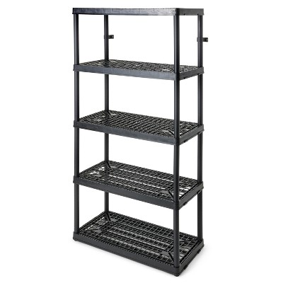 Gracious Living 5 Shelf Fixed Height Ventilated Heavy Duty Shelving Unit 18 x 36 x 72" Organizer System for Home, Garage, Basement, and Laundry, Black